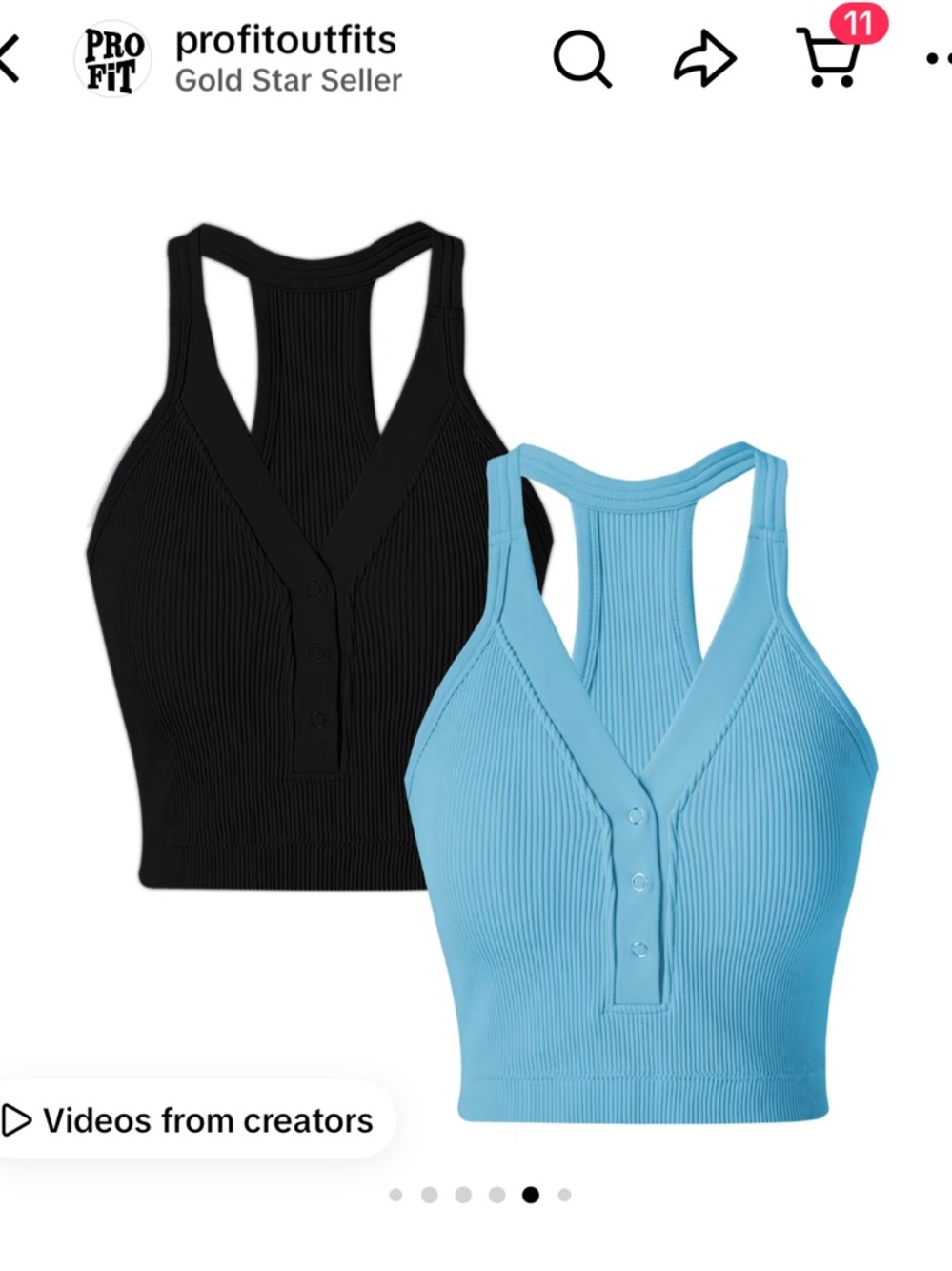 Women's Ribbed Snap-Button Cropped Bralette Tank - Blue / Black Set of 2